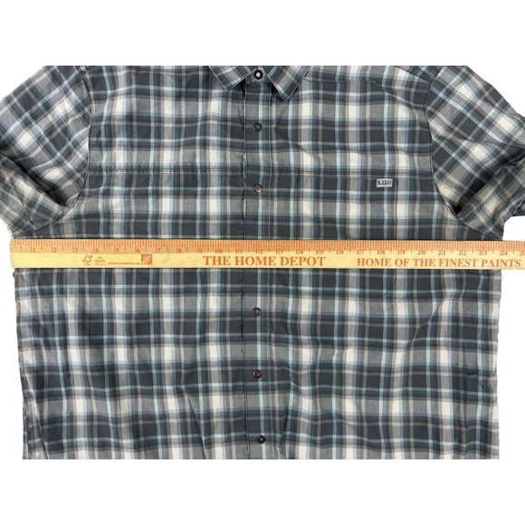 5.11 Tactical Men Blue Plaid Short Sleeve Snap Shirt Sz L‎ - Picture 3 of 7